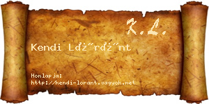 Kendi Lóránt névjegykártya